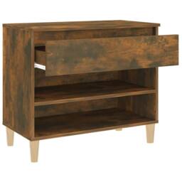 Berkfield Home Shoe Cabinet Smoked Oak 70x36x60 cm Engineered Wood in Brown - Size: 70 x 36 x 60 cm - thumbnail 7
