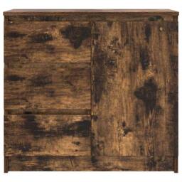 Berkfield Home Sideboard with Drawer Smoked Oak 71x35x65 cm Engineered Wood in Brown - Size: 71 x 35 x 65 cm - thumbnail 6