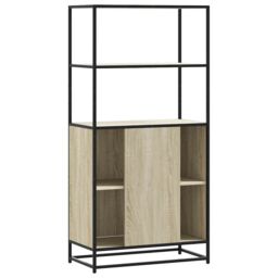 Berkfield Home Highboard Sonoma Oak 68x35x139 cm Engineered Wood & Metal in Brown - Size: 68 x 35 x 139 cm - thumbnail 6