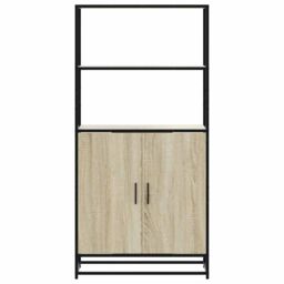 Berkfield Home Highboard Sonoma Oak 68x35x139 cm Engineered Wood & Metal in Brown - Size: 68 x 35 x 139 cm - thumbnail 4