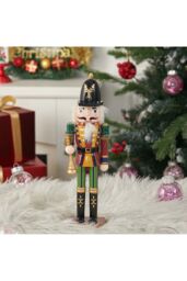 Living and Home Wooden Nutcracker Soldier Figurine Christmas Ornament in Yellow - thumbnail 2