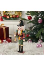 Living and Home Wooden Nutcracker Soldier Figurine Christmas Ornament in Yellow - thumbnail 6