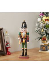 Living and Home Wooden Nutcracker Soldier Figurine Christmas Ornament in Yellow - thumbnail 1