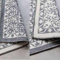 THE RUGS Gemini Reversible Indoor & Outdoor Rug Polypropylene Medallion Rug in Grey - Size: 80 cm x 150 cm - thumbnail 6