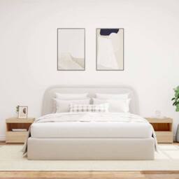 Berkfield Home Bedside Cabinets with LED Lights 2 pcs Sonoma Oak 50x40x45 cm in Light Tan - Size: 50 x 40 x 45 cm - thumbnail 3