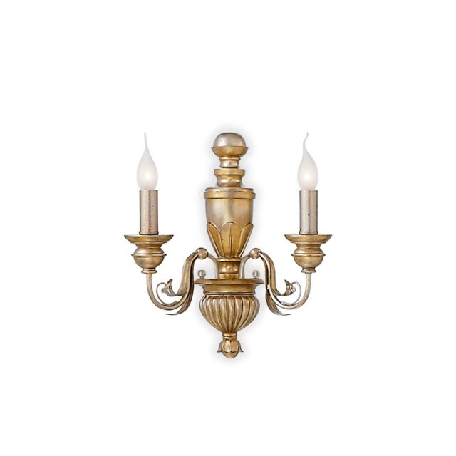 Netlighting Dora 2 Light Indoor Candle Wall Light Antique Brass E14 in Yellow