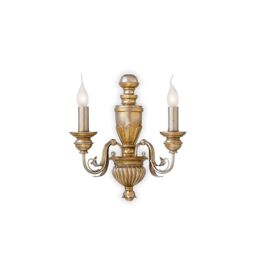 Netlighting Dora 2 Light Indoor Candle Wall Light Antique Brass E14 in Yellow