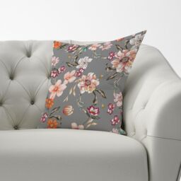 Warren Reed - Designer Peony, Lily, Tulip, Daisy Colorful Cushions in Grey - Size: 60 cm x 60 cm - thumbnail 3