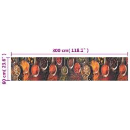 Berkfield Home Kitchen Rug Washable Spoon & Spices 60x300 cm Velvet - thumbnail 5