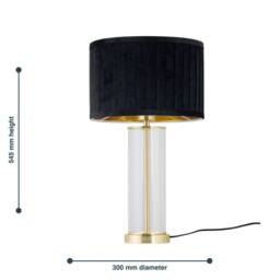First Choice Lighting Aura - Satin Brass Table Lamp with Black Pleated Velvet Shade in Gold - thumbnail 8
