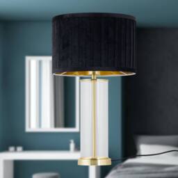 First Choice Lighting Aura - Satin Brass Table Lamp with Black Pleated Velvet Shade in Gold - thumbnail 6