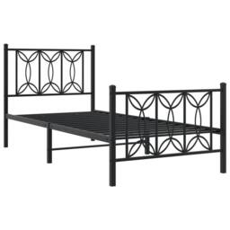 Berkfield Home Metal Bed Frame without Mattress with Footboard Black 90x200cm - Size: 90x200 cm - thumbnail 3