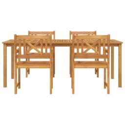 Berkfield Home Durable 5 Piece Garden Dining Set Solid Wood Acacia in Brown - thumbnail 7