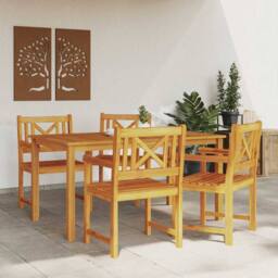 Berkfield Home Durable 5 Piece Garden Dining Set Solid Wood Acacia in Brown - thumbnail 4