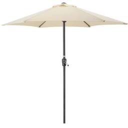 Christow Garden Parasol Umbrella Steel Crank Wind Up Outdoor Sun Shade 2.4m in Beige - thumbnail 1