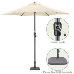 Christow Garden Parasol Umbrella Steel Crank Wind Up Outdoor Sun Shade 2.4m in Beige - thumbnail 6