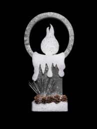 Shatchi 31Cm Christmas Pre Lit Candle Battery Operated Glitter Foam Snow Covered Finish Table Decoration Red, Grey - thumbnail 2