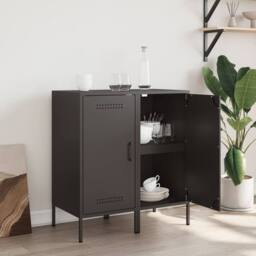 Berkfield Home Sideboards 2 pcs Black 36x39x79 cm Steel - Size: 36 x 39 x 79 cm - thumbnail 3