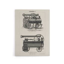 "Artery8 Lokomobilen Locomotive Steam Train Engine Vintage Canvas Wall Art in White - Size: W18"" x H24""" - thumbnail 1