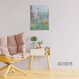 "Artery8 Celia in Her Garden Floral Portrait Hassam Canvas Wall Art Print - Size: W12"" x H16""" - thumbnail 3