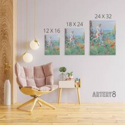 "Artery8 Celia in Her Garden Floral Portrait Hassam Canvas Wall Art Print - Size: W12"" x H16""" - thumbnail 4