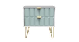 Ready Assembled 2 U Metro 2 Drawer Side Table (Ready Assembled) in Duck Egg Blue