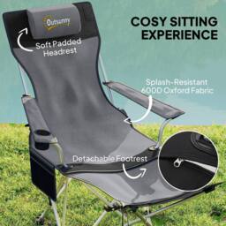 OUTSUNNY Set of 2 Reclining Camping Chairs in Grey - thumbnail 4