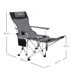 OUTSUNNY Set of 2 Reclining Camping Chairs in Grey - thumbnail 3
