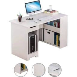 KORVIXA PC Laptop Gaming Table Shaped Corner Computer Desk in White - Size: 100 cm x 100 cm - thumbnail 2