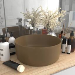 Berkfield Home Luxury Wash Basin Round Matt Cream 40x15 cm Ceramic
