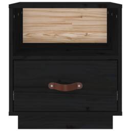 Berkfield Home Bedside Cabinet Black 40x34x45 cm Solid Wood Pine - Size: 40 x 34 x 45 cm - thumbnail 6
