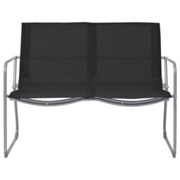 Berkfield Home 4 Piece Garden Lounge Set Fabric & Steel Black - thumbnail 2