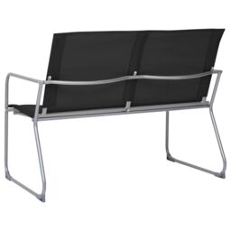 Berkfield Home 4 Piece Garden Lounge Set Fabric & Steel Black - thumbnail 4