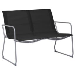 Berkfield Home 4 Piece Garden Lounge Set Fabric & Steel Black - thumbnail 3