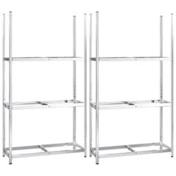Berkfield Home 3-Layer Tire Racks 2 pcs Silver 110x40x200 cm Steel - Size: 110 x 40 x 200 cm - thumbnail 2