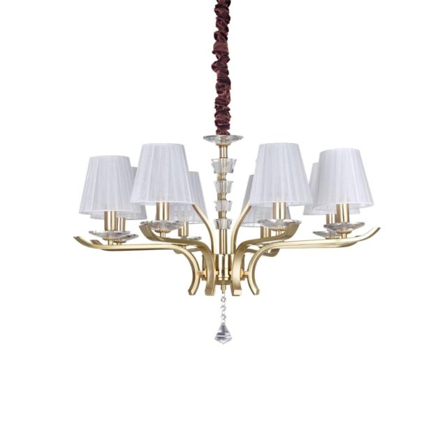 Netlighting Pegaso 8 Light Multi Arm Pendant Light Satin Brass in Yellow