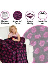 Just Essentials Game Over Print Reversible Fleece Blanket in Bright Pink - Size: Small - thumbnail 2