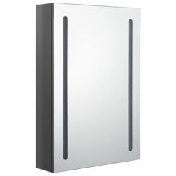 Berkfield Home LED Bathroom Mirror Cabinet Shining Grey 50x13x70 cm - Size: 50 x 13 x 70 cm - thumbnail 3