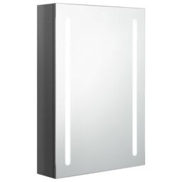 Berkfield Home LED Bathroom Mirror Cabinet Shining Grey 50x13x70 cm - Size: 50 x 13 x 70 cm - thumbnail 2