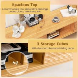 "KORVIXA TV Stand for 65"" 70"" TVs 160cm TV Bamboo Console Table in Natural - Size: 100 cm x 100 cm" - thumbnail 5