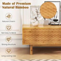 "KORVIXA TV Stand for 65"" 70"" TVs 160cm TV Bamboo Console Table in Natural - Size: 100 cm x 100 cm" - thumbnail 3