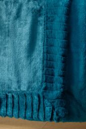Catherine Lansfield 'Velvet & Faux Fur' Throw in Teal - Size: 150 cm x 200 cm - thumbnail 2