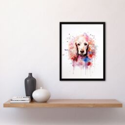 "Artery8 Wall Art Print Poodle Lovers Gift Watercolour Pet Portrait Painting Artwork Art Framed - Size: W12"" x H16""" - thumbnail 4