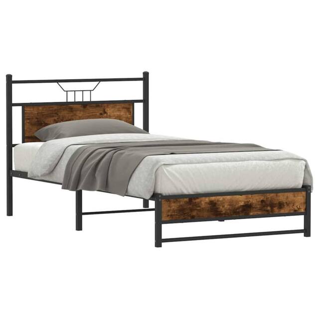 Berkfield Home Decorative Bed Frame without Mattress Smoked Oak 107x203 cm Engin in Brown - image 1