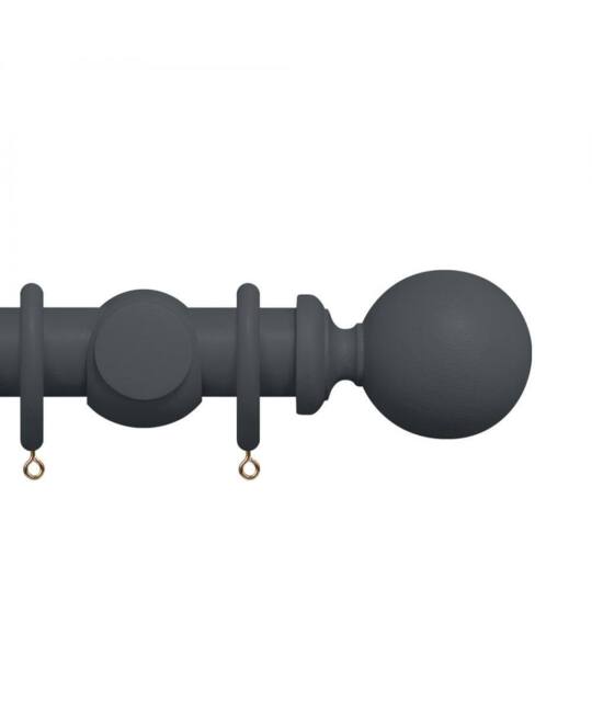 New Edge Blinds Premium 50mm Wooden Curtain Pole Set - Slate Grey in Dark Grey - Size: 110 cm - image 1