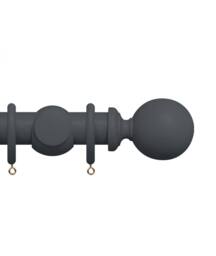 New Edge Blinds Premium 50mm Wooden Curtain Pole Set - Slate Grey in Dark Grey - Size: 110 cm - thumbnail 1