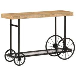 Berkfield Home Beautiful Console Table 112x36x76 cm Solid Wood Mango & Iron in Brown - Size: 112 x 36 x 76 cm - thumbnail 4