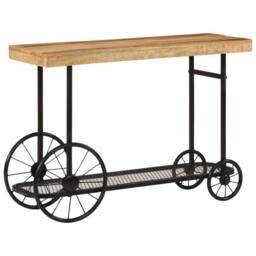 Berkfield Home Beautiful Console Table 112x36x76 cm Solid Wood Mango & Iron in Brown - Size: 112 x 36 x 76 cm - thumbnail 2