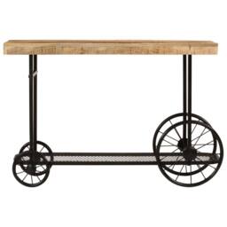 Berkfield Home Beautiful Console Table 112x36x76 cm Solid Wood Mango & Iron in Brown - Size: 112 x 36 x 76 cm - thumbnail 3