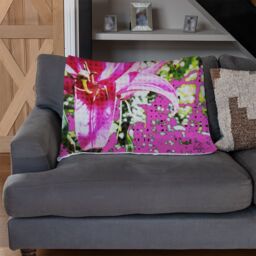 Benjamin Tate Design Pink Flower Blanket in Natural - Size: 120 cm x 150 cm - thumbnail 2